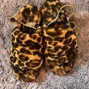 UGG Animal Print Fuzzy Slides